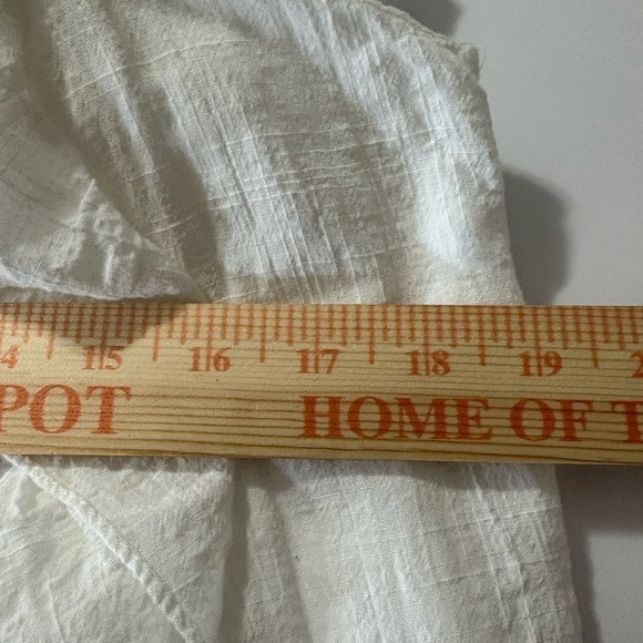 Max Studio White Ruffle Mini Dress. Cotton/Rayon Blend. Embroidery/Buttons chest - Picture 4 of 12